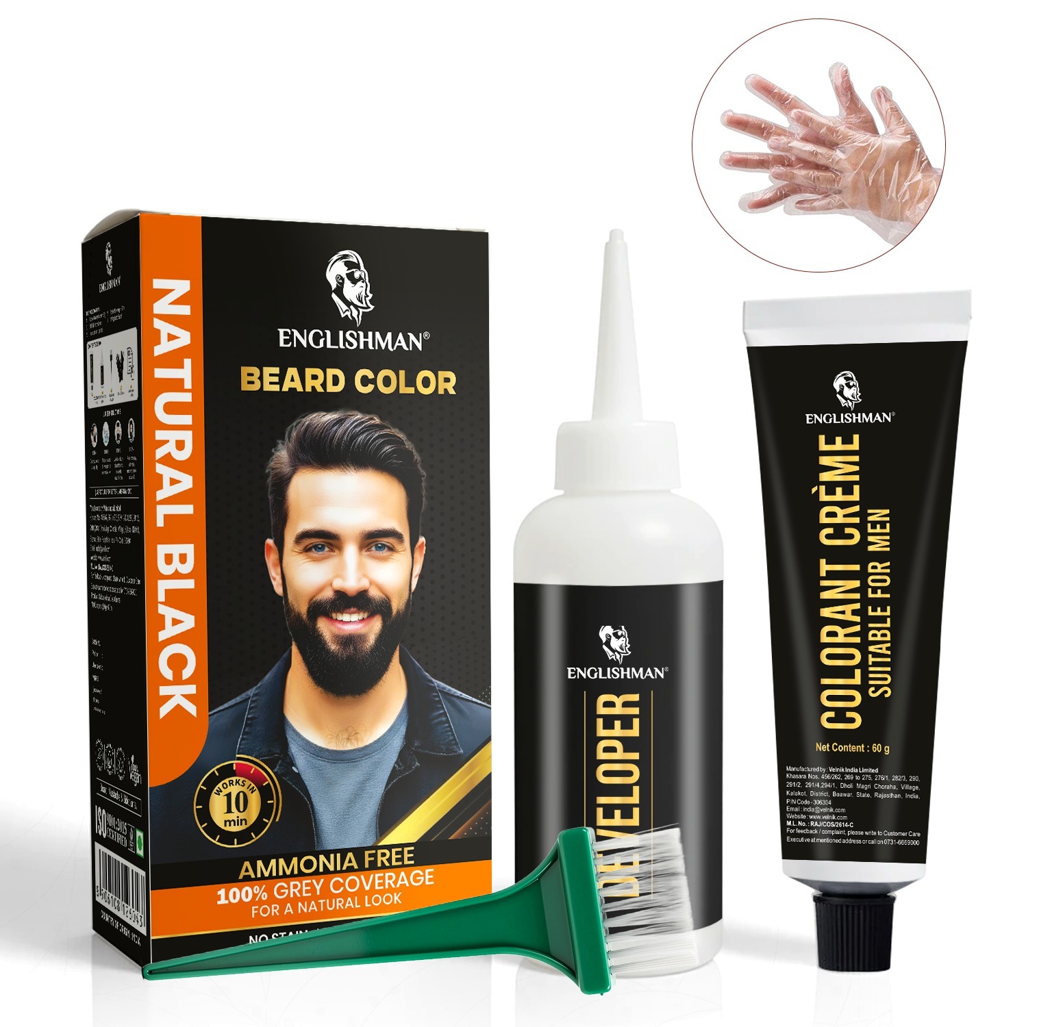 Englishman Natural Black Beard Color – Ammonia-Free | 100% Grey Coverage in 10 Minutes - Image 2