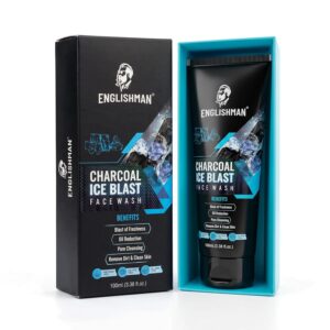 Englishman Charcoal Ice Blast Face Wash for Men | Deep Cleansing, Oil Control & Pore Care | Refreshing Cooling Effect | Removes Dirt & Impurities 100ml